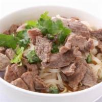 Beef Noodle Soup · Broth soup with rice noodles and bean sprouts.
