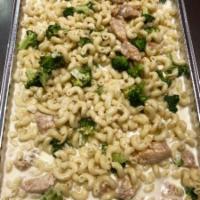 Pasta Alfredo Style · Cream, butter and parsley tossed with pasta. Feeds two people, cooked to order, with two pie...
