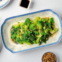 Garlic Broccolis · 2 types of broccoli.  Broccoli and Chinese broccoli stir fried with garlic.  Gluten-free, ve...
