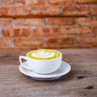 Matcha Latte · Traditional Japanese green tea, steamed milk, and agave.