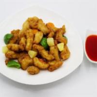 Sweet and Sour Chicken · Deep fried batter chicken coated in unique sweet and sour sauce.