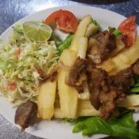Yuca Frita / Deep Fried Cassava  · Served with deep fried pork OR fried small fish $12.95