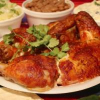 Mini Combo · 1 whole chicken, 8 oz. rice, 8 oz. beans, 8 oz. potato salad, tortillas and salsa. Chicken a...