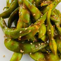 Spicy Edamame · 
Steamed soy bean pods with spicy sauce