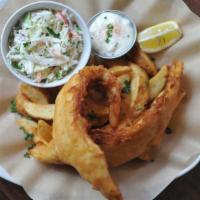 Fish and Chips · Sustainably caught cod from the deep, icy waters of the North Atlantic with crispy chips, ta...