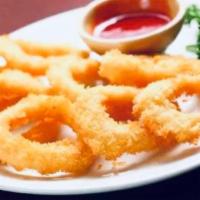 Fried Calamari Rings · Served with Sweet & Chill Sauce 