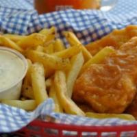 Fish and Chips · British style battered fish with fries and tartar sauce.