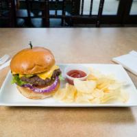Cheeseburger · 1/4 lb. of our never frozen select cut steak burger American cheese with lettuce, tomato and...