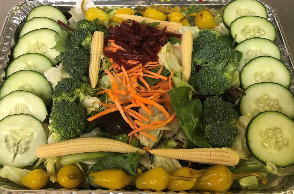 Family Salad · A mixture of locally grown vegetables with a generous amount of toppings to go with it.

Enough for 5-7 people to enjoy.