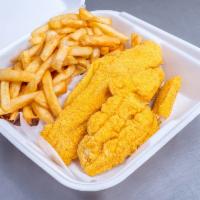 Catfish Fillet · Includes french fries and coleslaw.

Small- 2 pieces fish
Large- 3 pieces fish