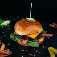 Big House Burger Combo · 6 oz. all natural beef, cheddar, bacon, caramelized onions, romaine, house-made BBQ sauce