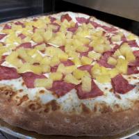 Hawaiian Pizza · Canadian bacon, pineapple, and extra cheese.