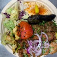 Supreme Platter Kabob (MEAT LOVERS) · Beef lule, chicken lule, chicken kabob and beef kabob. Served with rice, salad, onions hummu...