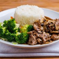 2. Beef Teriyaki · Come with mushroom.
Served with Steam Rice and Mixed Vegetables.