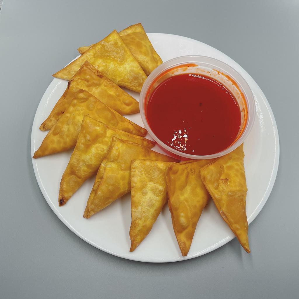 12. Fried Cheese Wonton 芝士云吞 · 9 pieces. With red sauce