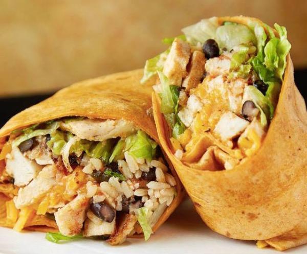Teriyaki Grilled Chicken Burrito · Served with lettuce, rice, black bean, cheddar cheese, guacamole, salsa and sour cream in your choice of tortilla.