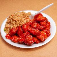 Sweet and Sour Chicken · Chicken cooked in sweetened sauce with vinegar base.