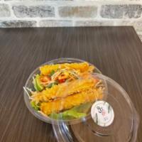 Papaya and Tempura Salad  · Famous Thai salad made with green papaya mixed with tomatoes, long beans, peanut with spicy ...