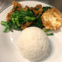 Chinese Broccoli Over rice(f/egg) · w/fried egg