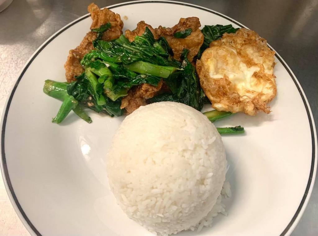 Chinese Broccoli Over rice(f/egg) · w/fried egg