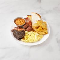 Traditional Full Irish Breakfast · 2 eggs with Irish bacon, Irish sausage, black and white pudding, beans and toast