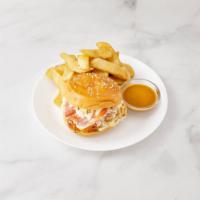Irish Chicken Burger · Battered chicken served With Irish coleslaw, cheddar cheese and Irish bacon. Served with fre...