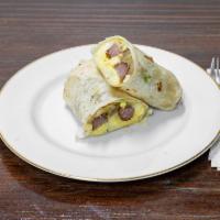 SoHo Breakfast Burrito · Scrambled eggs, sausage, cheddar cheese, avocado, and caramelized onions. Can also add roast...