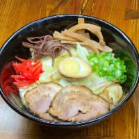 Yaki Ramen · No soup ramen. Sauted mix vegetables with concentrated pork bone broth and homemade spicy sa...