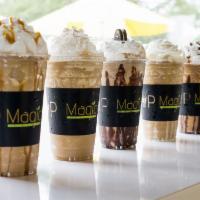 Large Flavored Frappe · Your favorite frappes with a magical twist! A blend of milk, premium sauce and topped with w...