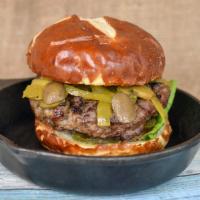 The Hot One Burger · Jalapeno peppers, grilled mushrooms, lettuce, tomato and spicy mayo. Our 100% fresh (never f...