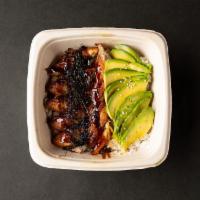 Unagi Don · Grilled Eel Over rice w/ Avocado 
Edamame, Miso Soup, and Salad included