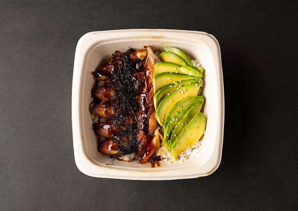 Unagi Don · Grilled Eel Over rice w/ Avocado 
Edamame, Miso Soup, and Salad included