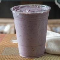 PB and J Smoothie · Banana, strawberry, blackberry, peanut butter, jam, and almond milk.