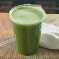 Easy Being Green Juice · Apple, kale, broccoli, celery, parsley, cucumber, and lemon.