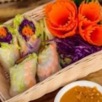 Salad Roll · 2 pieces. Noodle, lettuce, carrot, cabbage, cucumber, cilantro, bean sprout, mint, and Thai ...