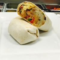 Breakfast Burrito · 2 eggs omelette with bacon or sausages, mixed cheese and home fries wrapped in a flour torti...