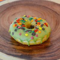 Matcha Glazed Doughnut · Fresh homemade yeast donut with matcha glaze and sprinkles. THIS IS FOR  A MINIMUM OF 10 MAT...
