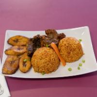 Jollof Rice with 3 Beef and Plantain · 