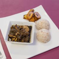 Poundo Yam Assorted · Served with your choice of soup & cow leg, abodi, saki, roundabout and onigbawe.