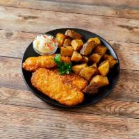 Cod Dinner · 1/2 lb. 2 pieces beer battered cod served with broasted potatoes and coleslaw. Comes with 1 ...