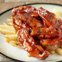 1 Lb Smoked Rib Tips Lunch Special · Served with fries and a drink.