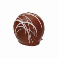 Sugar Free Milk Chocolate Truffle · Sugar free milk chocolate center and shell, with sugar free milk chocolate and white stripes.