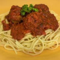 Spaghetti with Meatballs · Served with our classic marinara sauce.