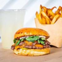 Swizz Stack Meal · Our signature burger (100% grass-fed beef double cheeseburger with cheddar cheese, arugula, ...