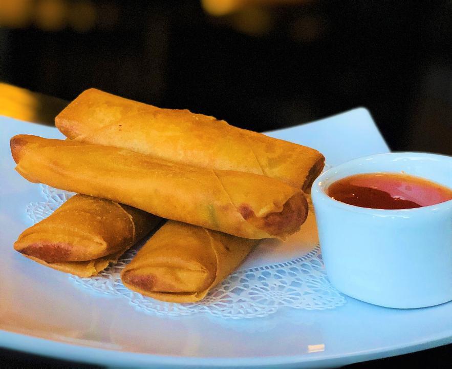 Crab Cheese Rolls · Crab meat, cream cheese, carrot, sweet chili sauce