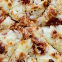 BBQ Chicken Pizza · BBQ sauce, mozzarella, grilled chicken and onion.