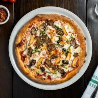 Galina  Pizza · Free-range chicken breast, mushrooms, garlic, basil, mozzarella and San Marzano tomato sauce. 