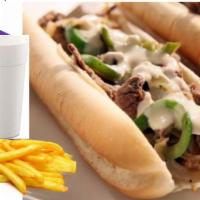 11. Philly Cheese Steak Meal · Includes fries and a drink.