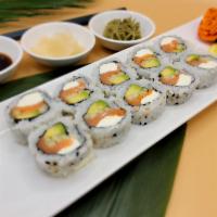 10 Pieces Smoke Salmon Philadelphia Roll · Smoked salmon, cream cheese, avocado, and cucumber. Include natural ginger, natural wasabi, ...