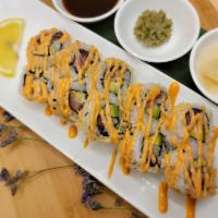 10 Pieces Spicy Tuna Roll · Tuna, avocado, and cucumber with spicy mayonnaise. Include natural ginger, natural wasabi, a...